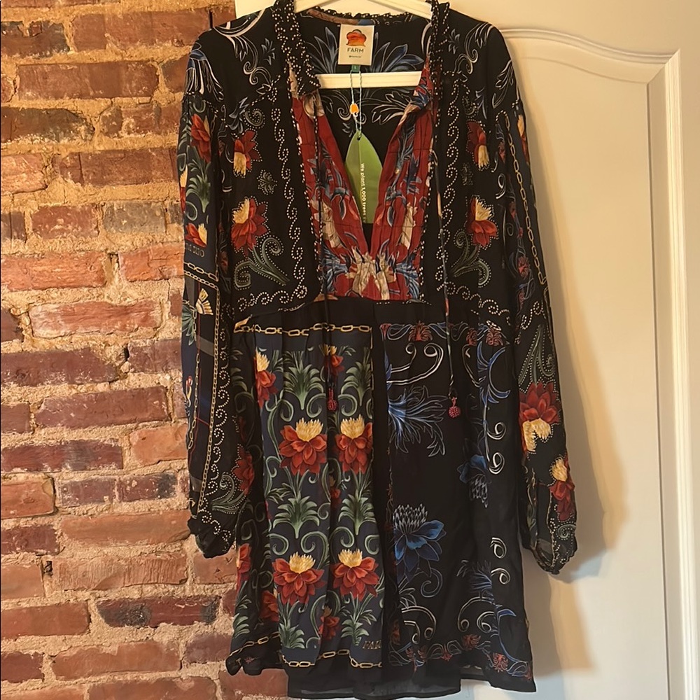 Farmrio Floral Black Dress